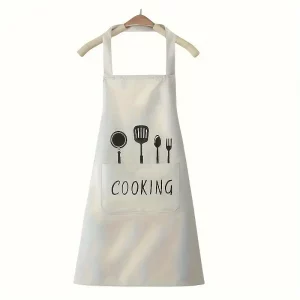 Tablier de cuisine en polyester avec poches – Design pratique, lavable à la main