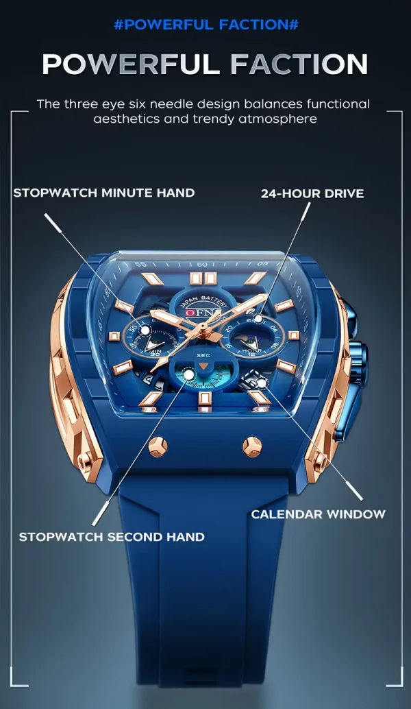 Montre étanche de luxe à quartz – Chronographe avec calendrier lumineux – Image 2