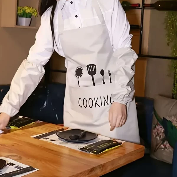 Tablier de cuisine en polyester avec poches – Design pratique, lavable à la main – Image 3