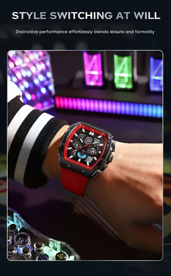 Montre étanche de luxe à quartz – Chronographe avec calendrier lumineux – Image 4