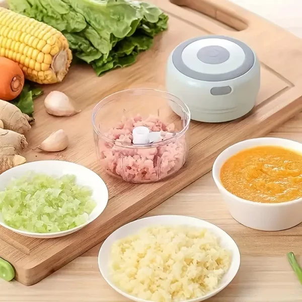Mini hachoir électrique sans fil 250 ml – Rechargeable USB, multifonction viande, légumes, ail, fruits – Image 5