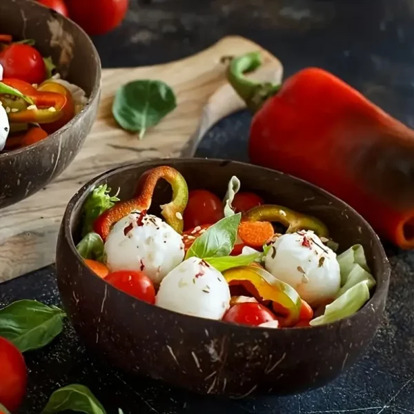 Ensemble de 4 bols en coquille de noix avec cuillères en bois – Image 7