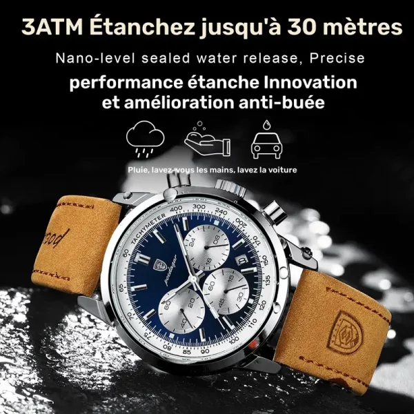 Montre Chronographe de Luxe POEDAGAR – Homme – Image 2