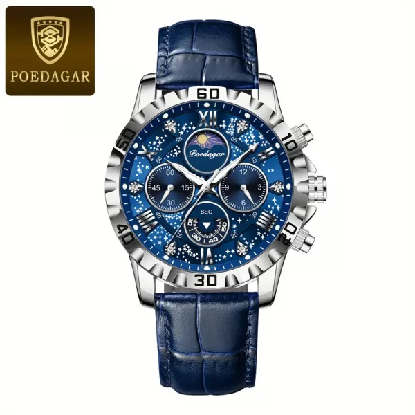 Montre POEDAGAR à Quartz Ultra-Mince – Cadran Bleu