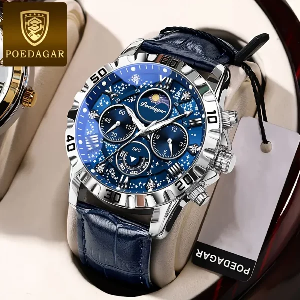 Montre POEDAGAR à Quartz Ultra-Mince – Cadran Bleu – Image 4