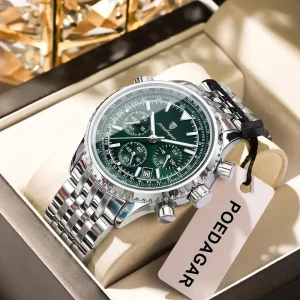 Montre Chronographe POEDAGAR – Unisexe en Acier Inoxydable de Luxe
