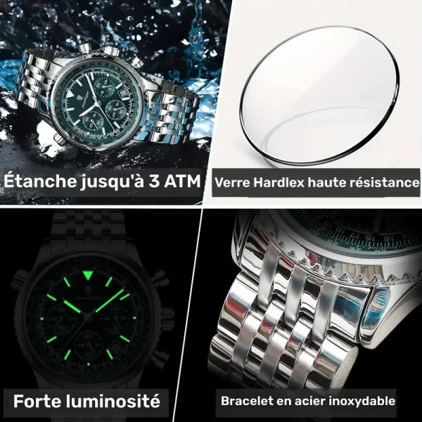 Montre Chronographe POEDAGAR – Unisexe en Acier Inoxydable de Luxe – Image 5
