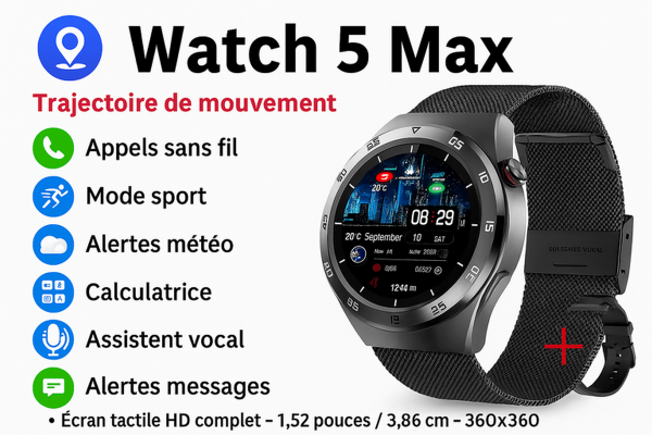 Montre intelligente GPS GT5 Pro pour homme